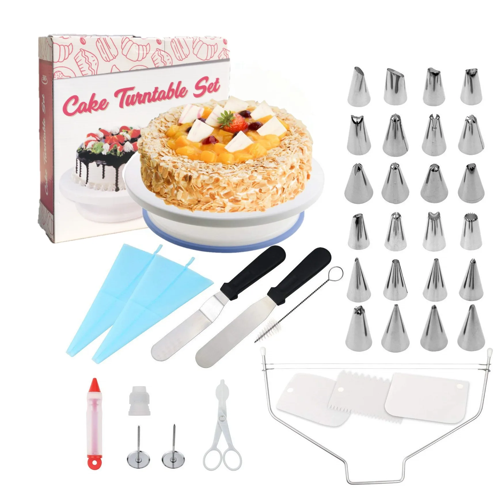 39PCS 82 шт./компл. украшения торта ящик для инструментов наконечники для глазировки проигрыватели Кондитерские мешки муфты крем сопла выпечки набор инструментов для кексов печенье - Цвет: 39PCS