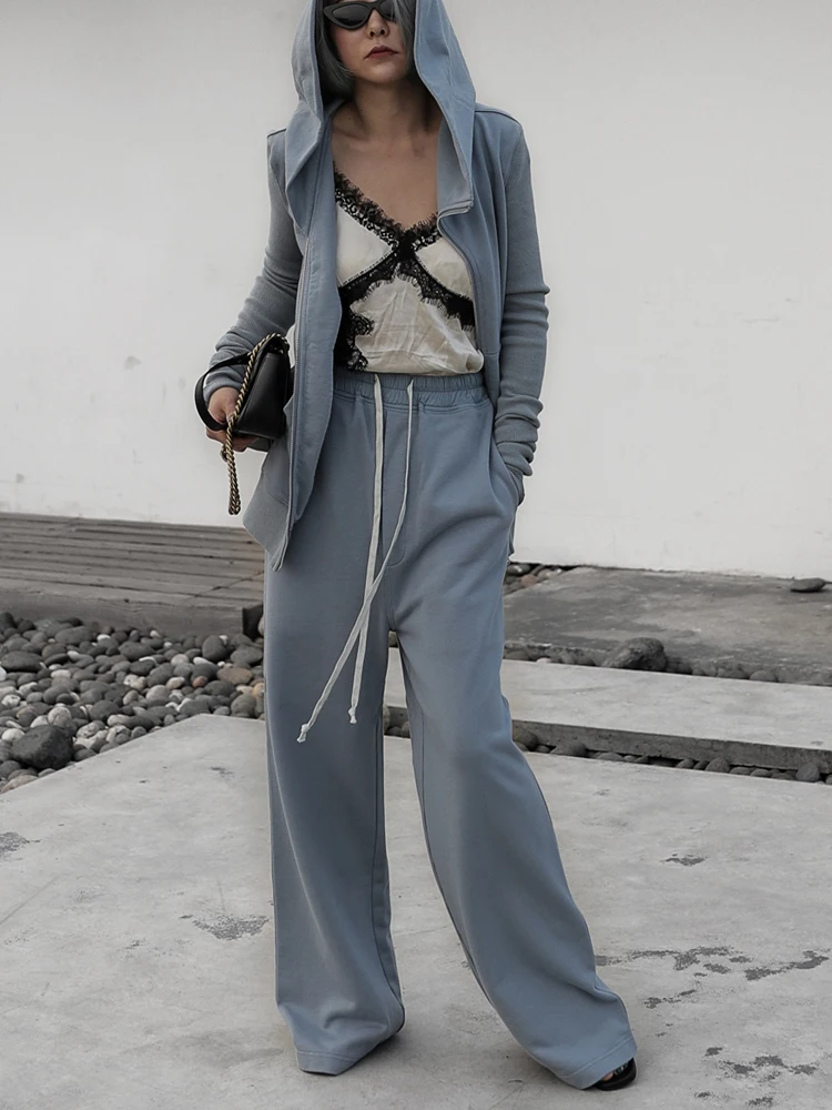 Owen Seak Women Casual Hallen Wide Leg Pants Cotton Gothic Women's Clothing Full Length Sweatpants Spring Solid Loose Pants