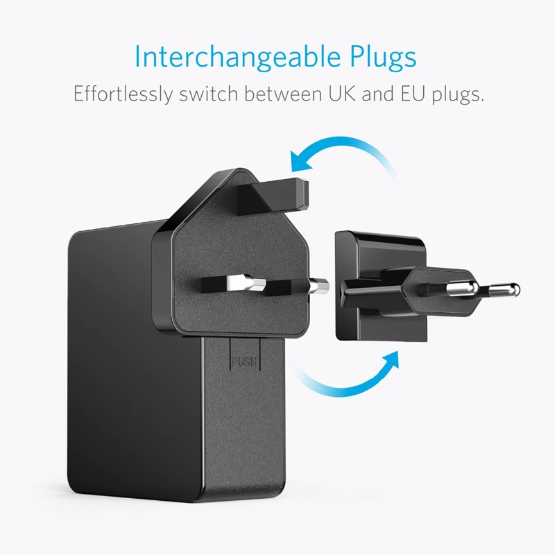 27 Вт 4 портовый USB настенное зарядное устройство PowerPort Lite со сменными Великой
