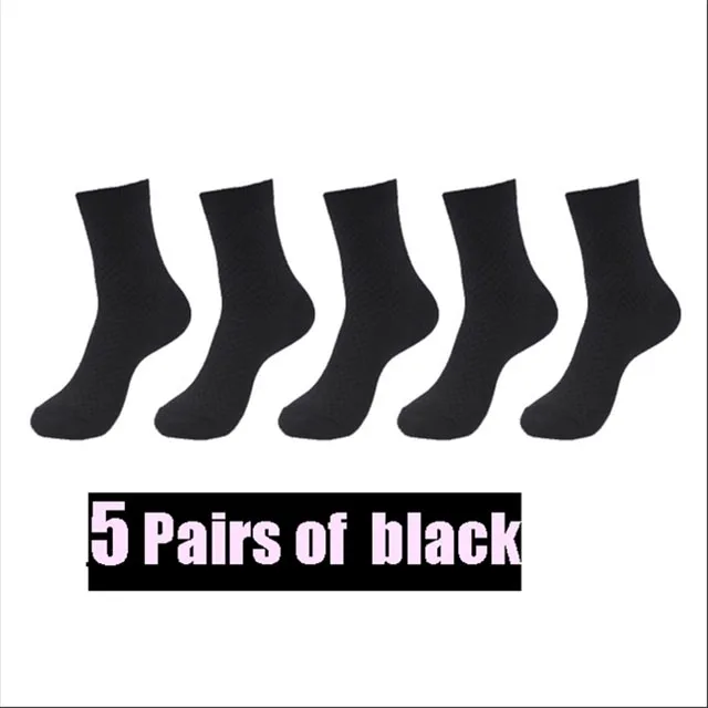 5 paiirs black 5 пар/лот, мужские носки из бамбукового волокна и хлопка, Длинные теплые носки для мужчин, всесезонные Дышащие носки размера плюс, европейские 42-46 - Цвет: 5 paiirs black