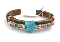new european jewelry suppliers handmade leather gold bracelet phosphorus stone thin tibetan bracelet for women
