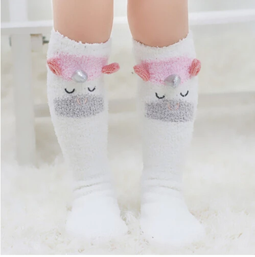 unicorn AU/Детские теплые носки с единорогом для малышей Мягкие хлопковые чулки до колен - Цвет: unicorn