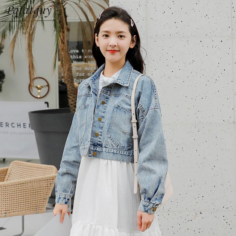 2019 Spring Big Pocket Denim Jacket Women Streetwear Loose Vintage Coat Single Breasted Casacos Feminino Jean Outerwear | Женская одежда