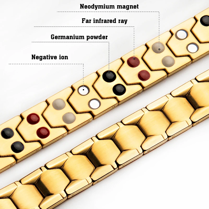 Hottime двухрядный черный мужской оздоровительный германий магнитный браслет отрицательных ионов футбольный дизайн браслеты из нержавеющей стали для мужчин
