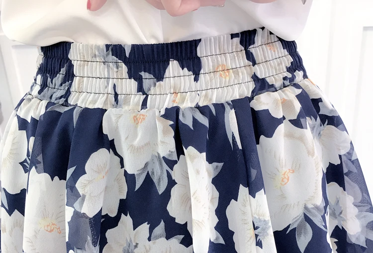 2019 Весна и лето цветочные модные свободные шифоновые юбки шорты плиссированные