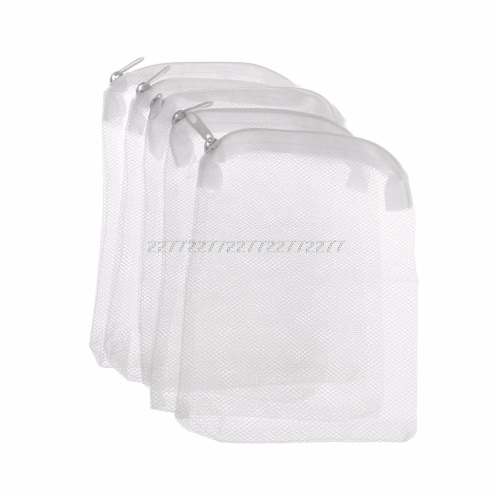 5 Pcs/Set Aquarium Filter Bag Fish Tank Mesh Bag Zipper Net Pond For Bio Ball Active Carbon Isolation Storage 5 Sizes J09 19