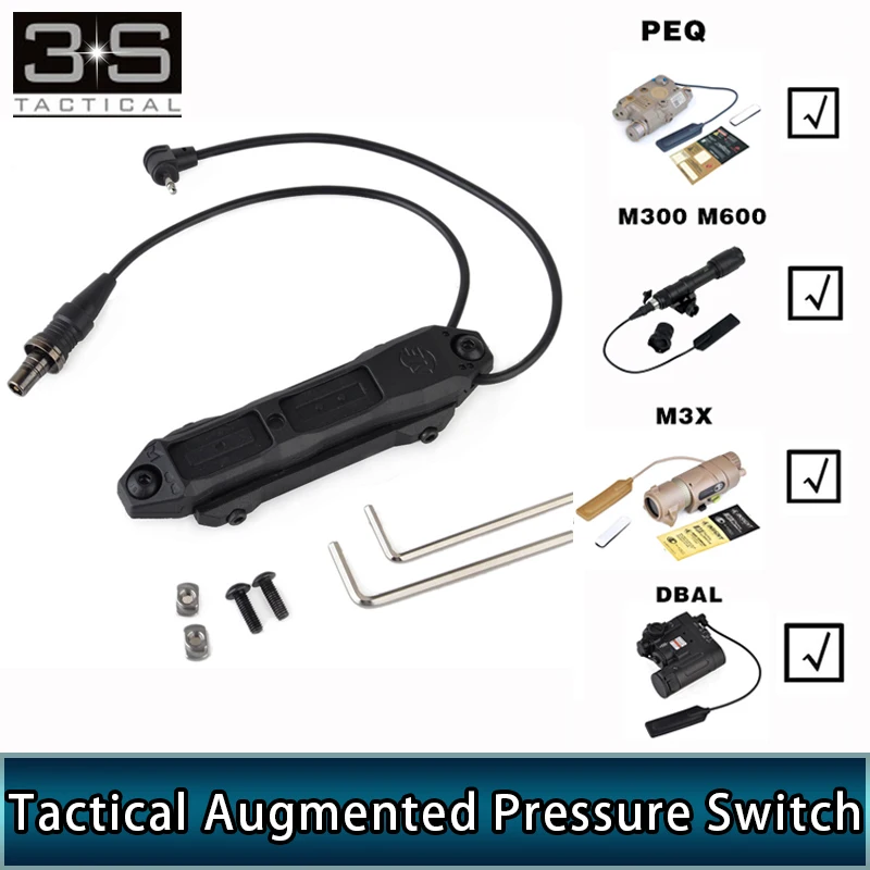 Tactical Augmented Pressure Double Switch Weapon Light Remote Switch For Elemennt AN PEQ 15 M3X Dbal M300 M600 M720V