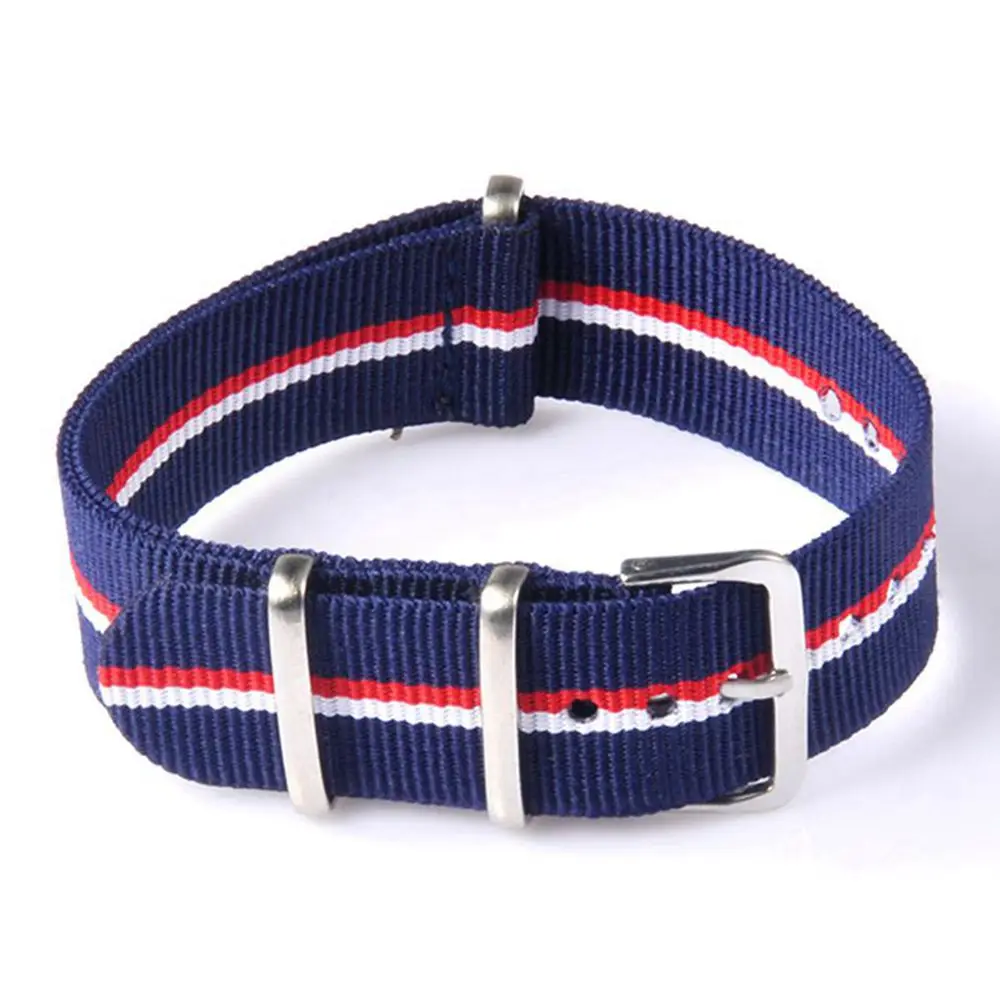20mm Multicolor Nylon Wristwatch straps Stainless Steel Pin Buckle Unisex Fabric watch band | Наручные часы