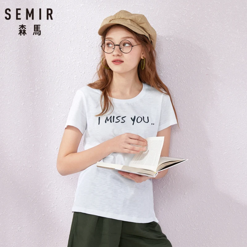 SEMIR 2019 модная женская футболка с крутым принтом белые хлопковые женские футболки