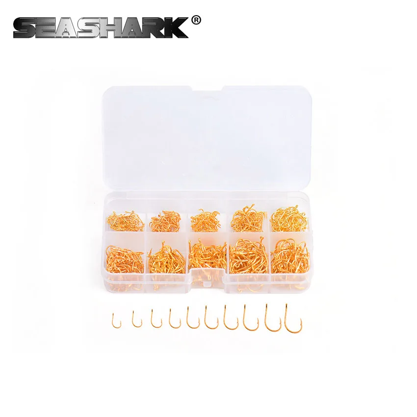 SEASHARK 600 шт. рыболовные Крючки комплект Барб джиг крючок 3 #-12 #10 Размеры углерода