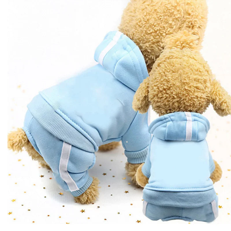 Light blue Одежда для собак для маленьких собак, зимнее теплое пальто для щенков, куртки для домашних животных, спортивные толстовки с капюшоном для чихуахуа, мопса, французская одежда для бульдога, наряды - Цвет: Light blue