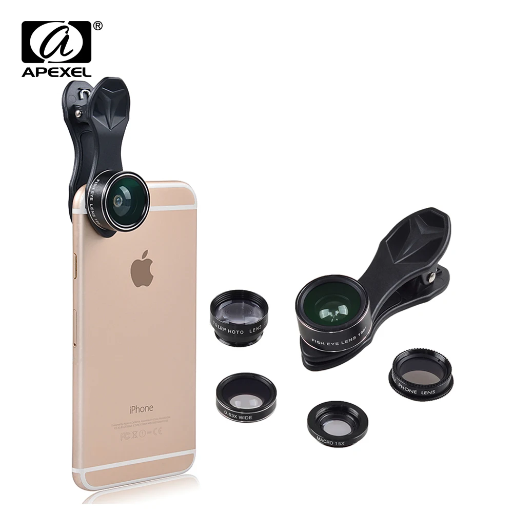 Apexel HD Объектив для камеры комплект 5 в 1 iPhone 6/6 s/6/6 S Plus SE Samsung Galaxy S7/S7 край S6/S6 края и