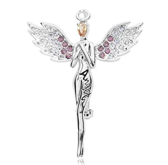 LM B003 новая модная красивая брошка из сплава с кристаллами ангела бесплатная