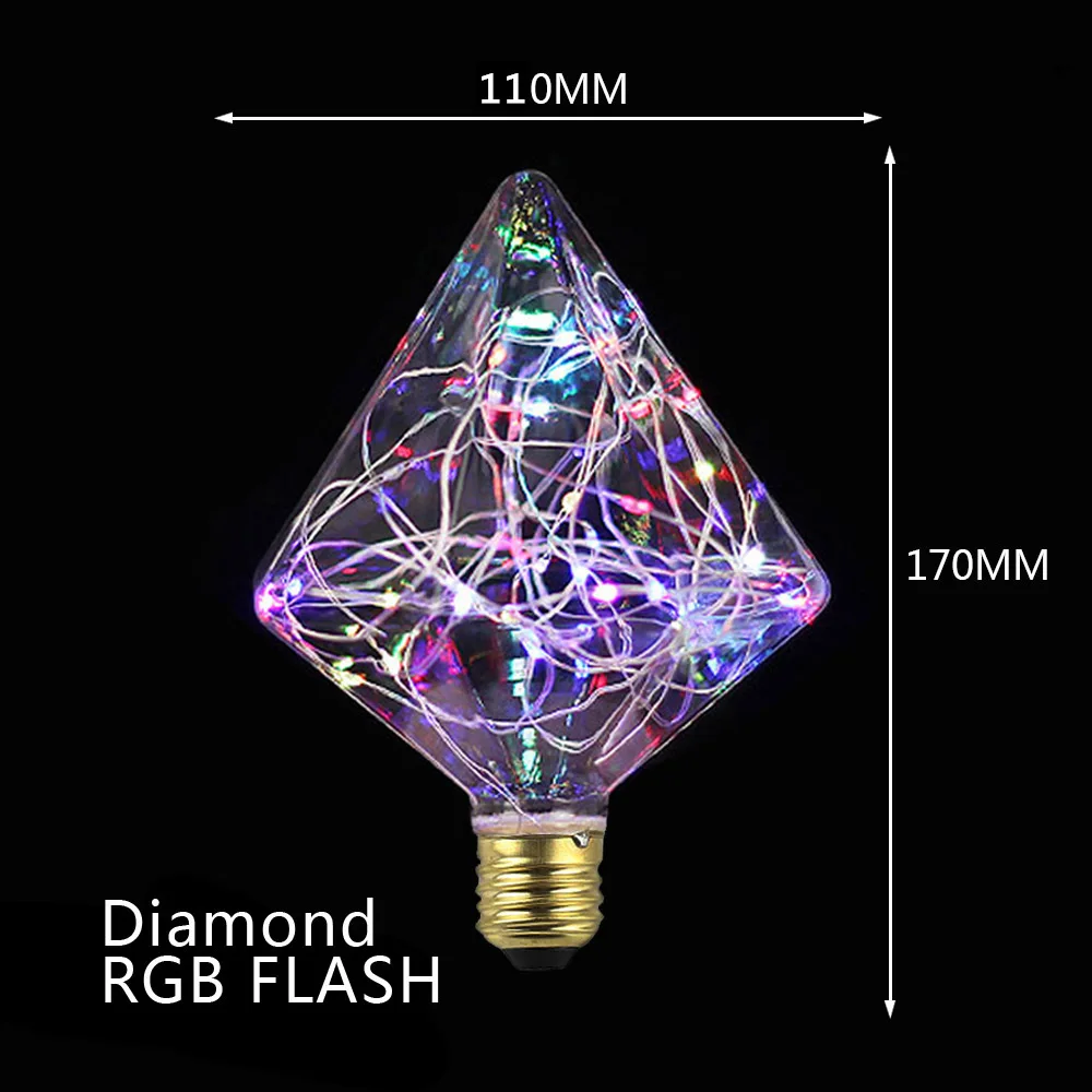 Цветная (RGB) Цвет флэш-Медный провод edison светильник лампа светодиодный мерцающий s