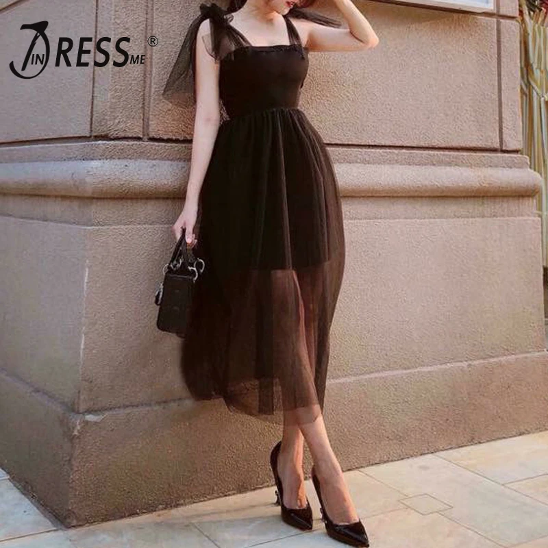 Женское Короткое платье INDRESSME летнее Сетчатое с расклешенными рукавами и