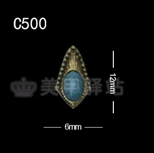 C500 10 шт./лот Японский Корейский тренд Лето ретро золотая основа плюс трещина бирюзовый камень дизайн 3D сплав для дизайна ногтей ювелирные изделия Поставщик - Цвет: C500