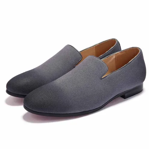 Grey URBANFIND/мужские слипоны; Цвет Черный; коллекция года; мокасины; однотонная мягкая мужская обувь; повседневные лоферы; Модные дышащие синие замшевые лоферы; большие размеры - Цвет: Grey