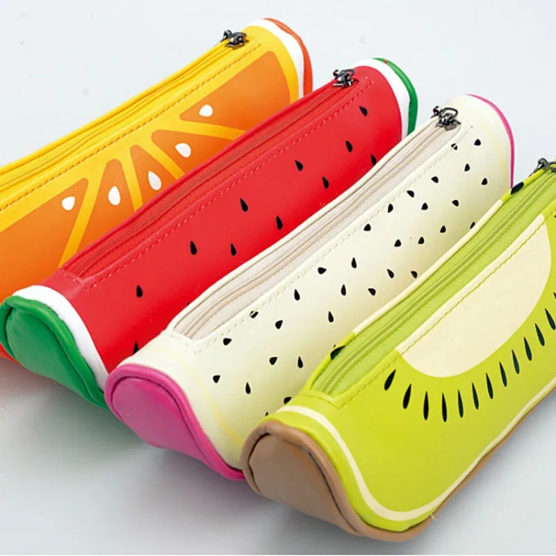 

Fruit style cute school pencil case for girls Novelty Leather pencil bag kawaii Stationery Zakka office school supplies Escolar