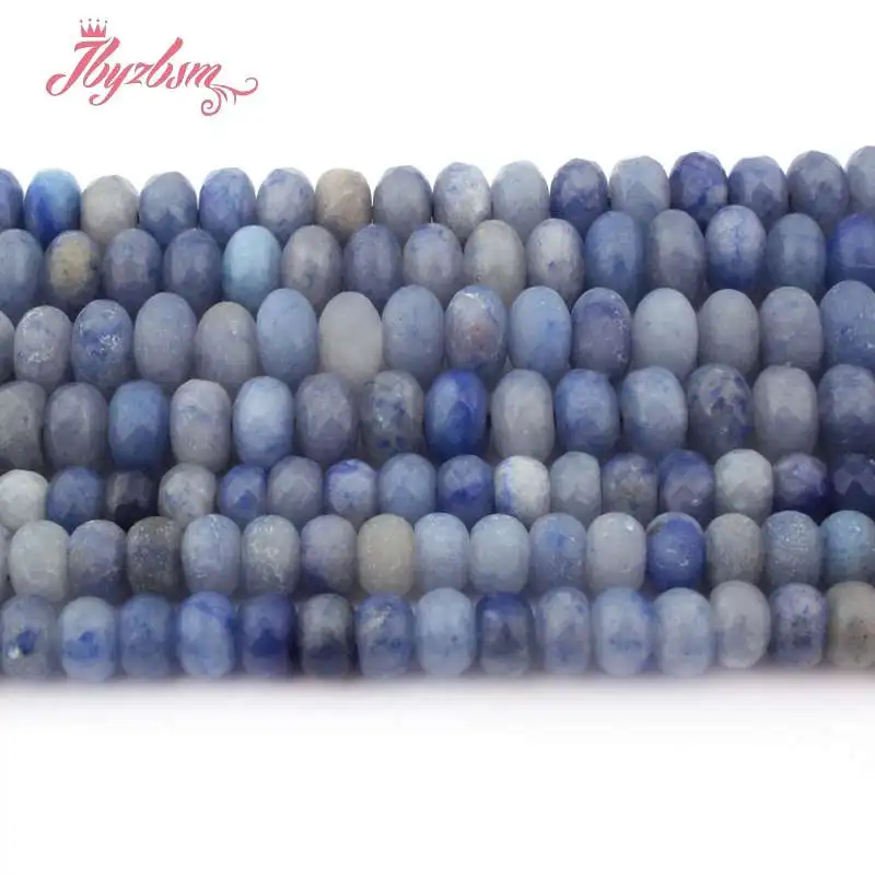 

3x6 4x8mm Smooth Matte Faceted Blue Aventurine Stone Rondelle Spacer Loose Bead for DIY Bracelet Jewelry Making 15"Free Shipping