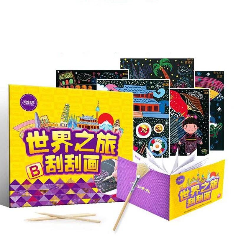 

Children Handmade DIY hand-painted Paper Graffiti Painting Toy Creative Coloring Colorful Scratch Drawing Toy