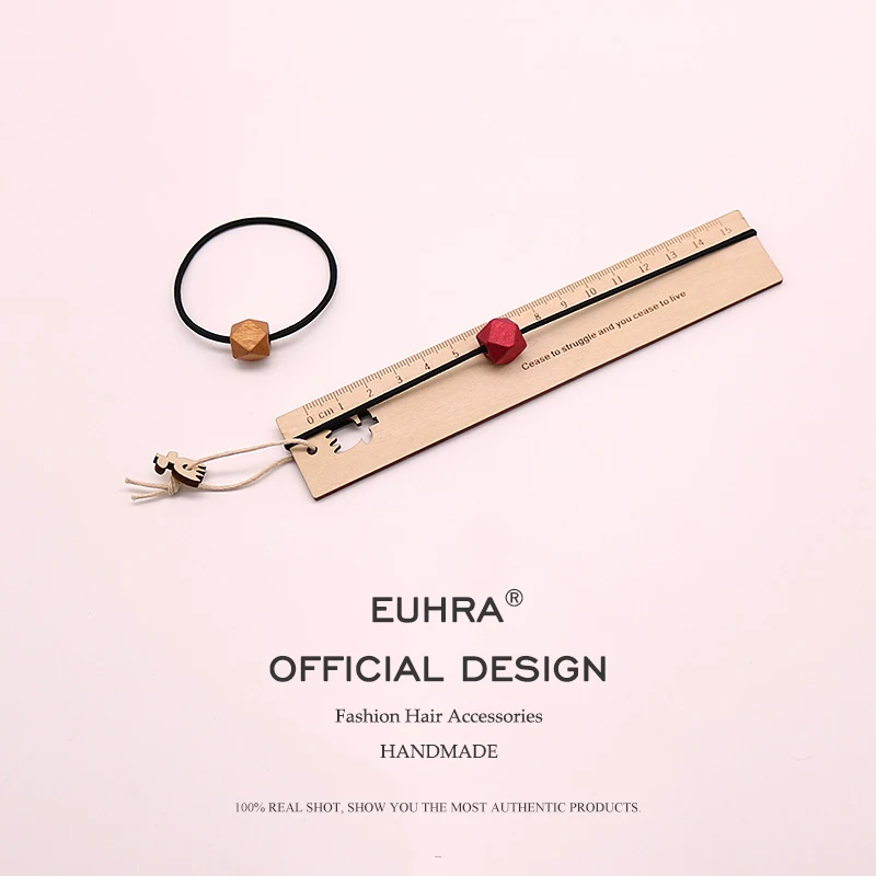 EUHRA, 4 цвета, резинки для волос, деревянная, геометрическая форма, для женщин, девочек, лента для волос, для детей, резинка для волос, аксессуары