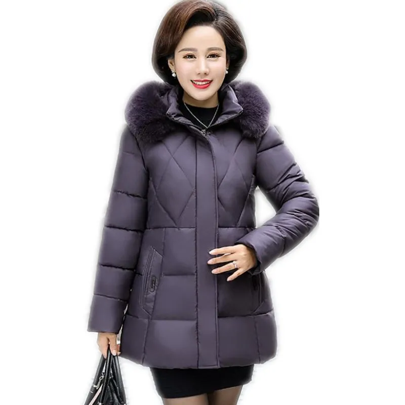 

Plus Size 4XL Women Winter Jacket 2018 Mid-Age Women Down Cotton Jacket Medium-Long Winter Jackets Thicken Wadded Jacket Q1157