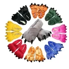 Тапки унисекс, зимние, мягкие, теплые, хлопковые, в виде лап динозавра