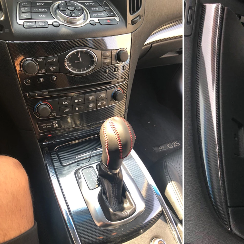 Для Infiniti G25 G37 2010- ВНУТРЕННИЙ центральный Управление Панель дверная ручка 5 мм Углеродистой волокно наклейки стайлинга автомобилей аксессуары