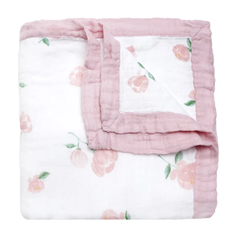 Pink Flower Muslinlife Новое поступление детское одеяло, Дети 4 слоя из бамбуковых волокон, Одеяло мягкая новорожденная детская пеленка банное Полотенца - Цвет: Pink Flower