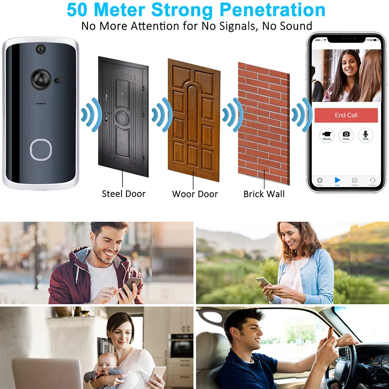 Умный дверной звонок беспроводной камера Wi Fi дистанционный видеодомофон ИК