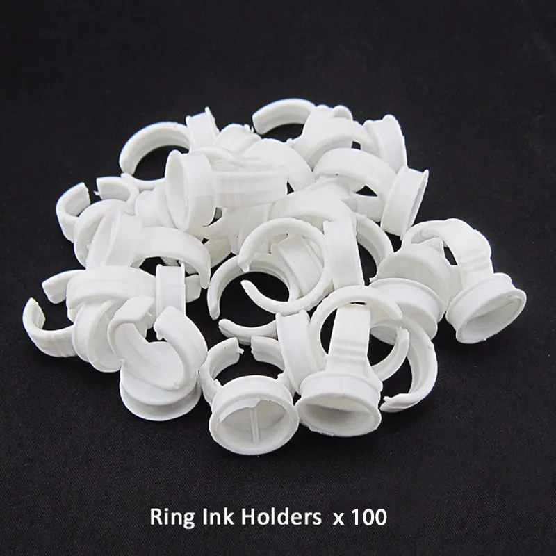 

100pcs with Separator 17mm big size tattoo ink ring cup holder for Permanent Makeup Easy Ring Ink Container Cup INK Supply RING