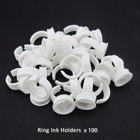 100pcs with separator 17mm big size tattoo ink ring cup holder for permanent makeup easy ring ink container cup ink supply ring