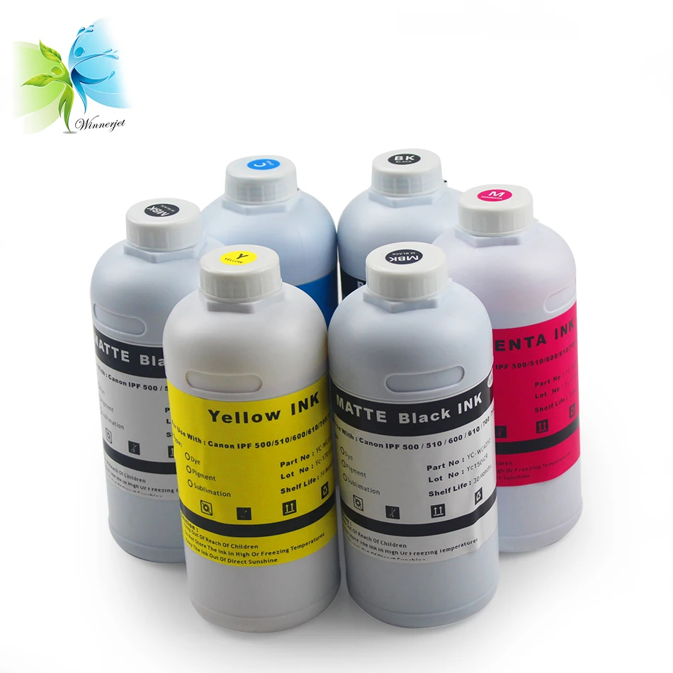 WINNERJET 1000 мл пигментные чернила для Canon PFI102 iPF 500 510 600 605 610 700 710 принтер|ink 1000ml|canon 6pigment