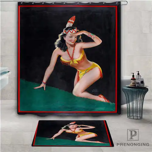 На заказ pin up girl (1) Водонепроницаемая занавеска для душа коврик дома ванной