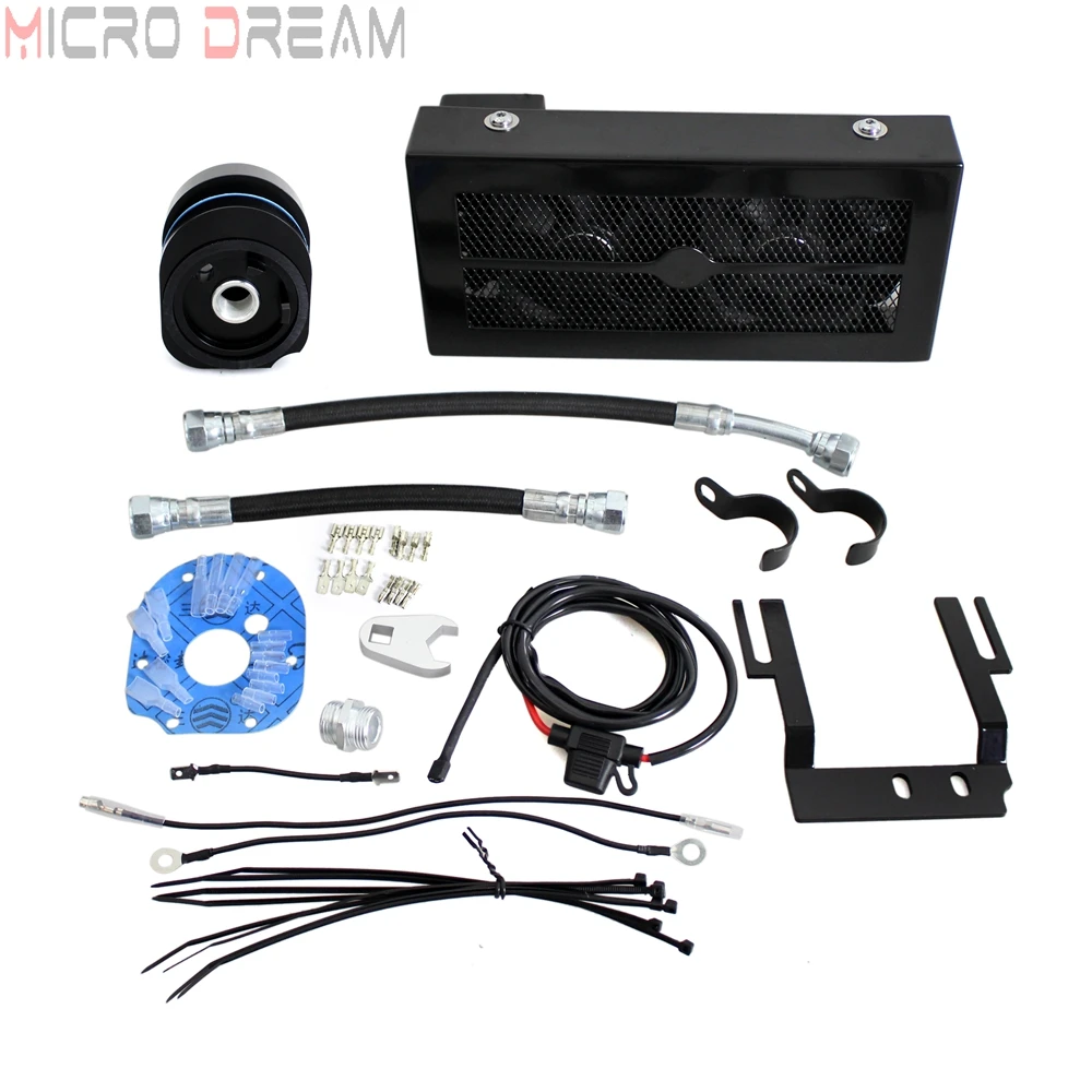 1 комплект мотоциклетные черные двойные вентиляторы охладитель масла система