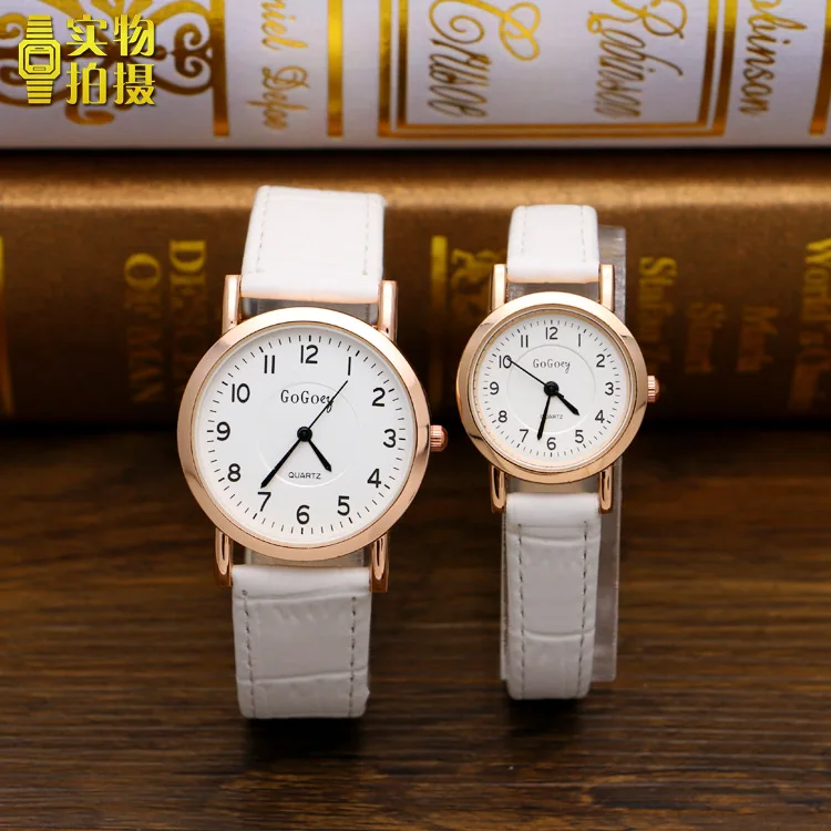 Роскошные Gogoey брендовые кожаные часы для мужчин и женщин влюбленные пара Модные Повседневные платья кварцевые наручные часы G844