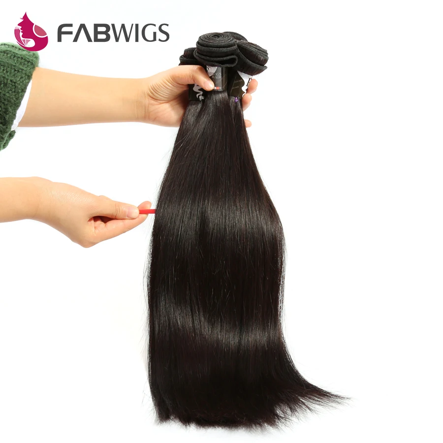 Fabwigs бразильский шелковистые прямые Человеческие волосы Связки 8-30 дюймов натуральный Цвет# 1B remy Человеческие волосы ткань рекомендуем купить 3 Связки(bundle
