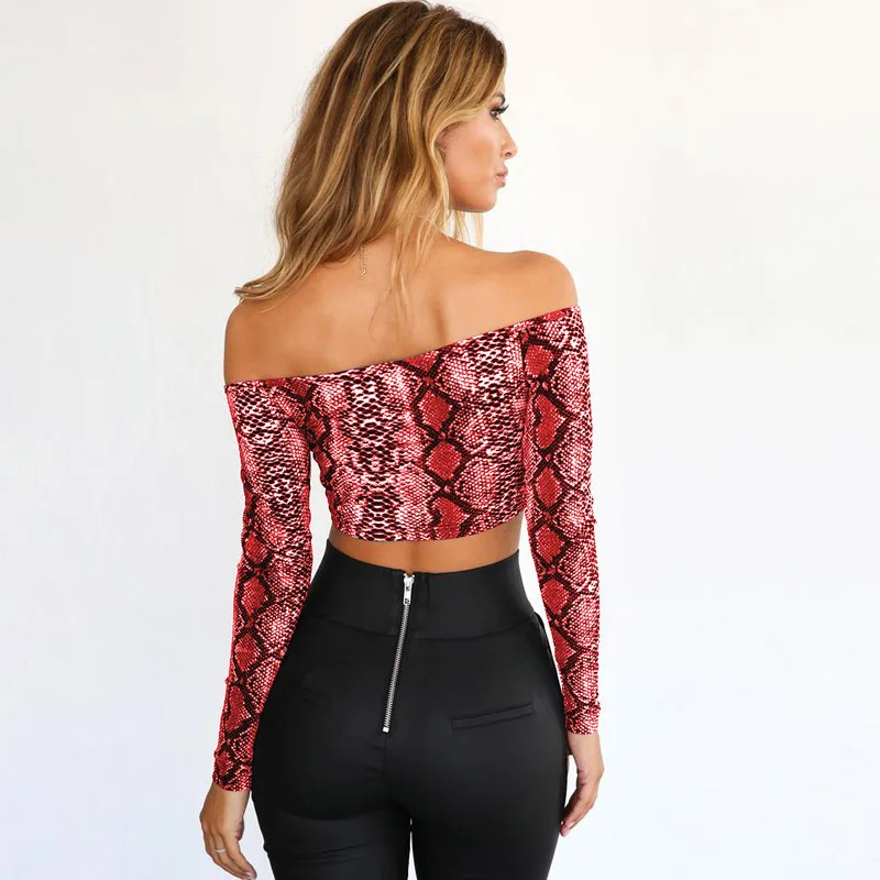 Сексуальный клубный принт змеиной кожи шелковые короткие Блузы безрукавки