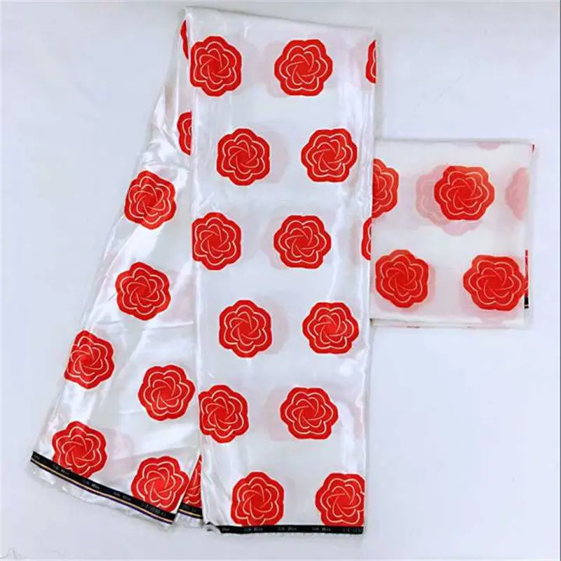 2 ярдов шифон с 4 шелковая черно белая ткань Анкары африканские принты атласная