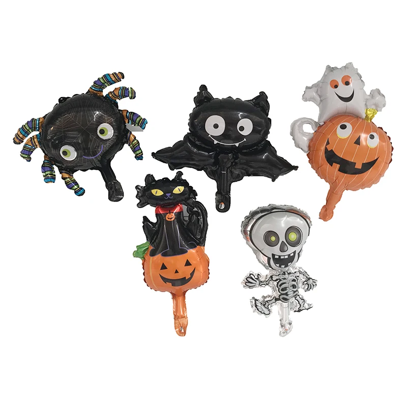 1 pcs 10 Styles Mini Black Cat Pumpkin Bat Skull Specter Halloween Eve Foil Balloons Decor Inflatable toys Balloon Party Supplie