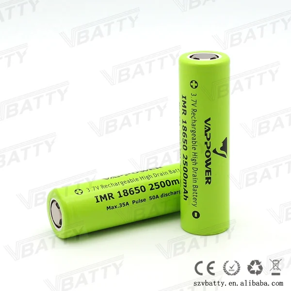4 шт. оригинальный VAPPower IMR18650 3 7 В Высокая дренажная 35A 2500 мАч pulse 50A INR 18650 батарея для