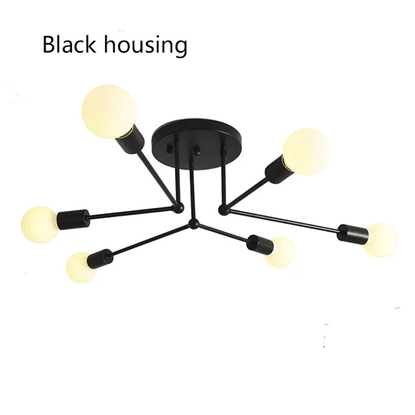 Black Housing Простой современный светодиодный потолочный светильник, белый, черный, золотой, для лестницы, фойе, гостиной, столовой, подвесной потолочный светильник, железный, E27 - Цвет корпуса: Black Housing
