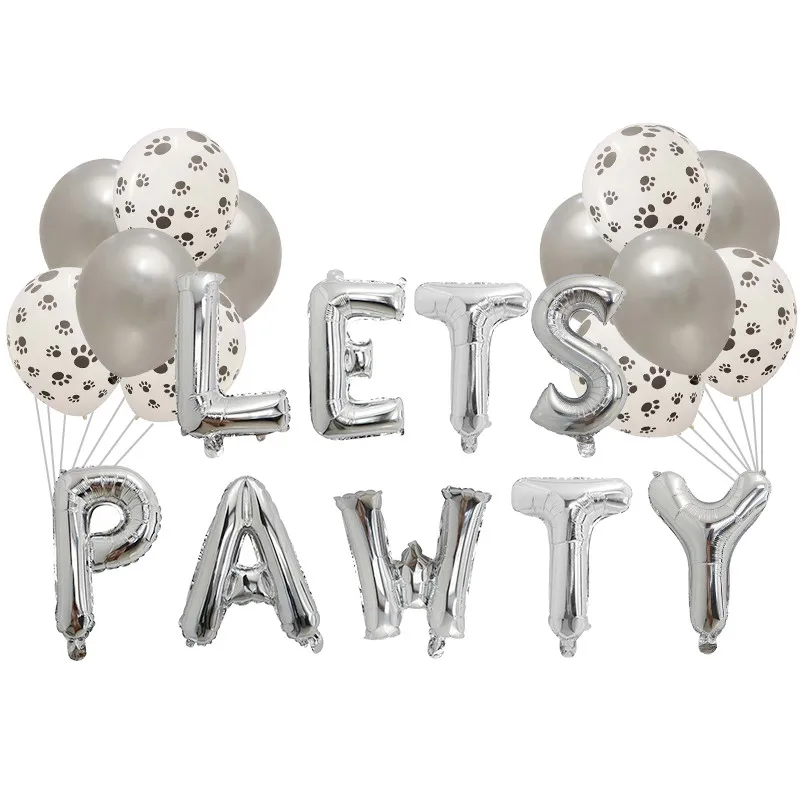 silver ПЭТ собаки кошки фольги фестиваль позволяет PAWTY празднование многоразовый цветной реквизит украшения милый День рождения воздушные шары подарочные принадлежности - Цвет: silver
