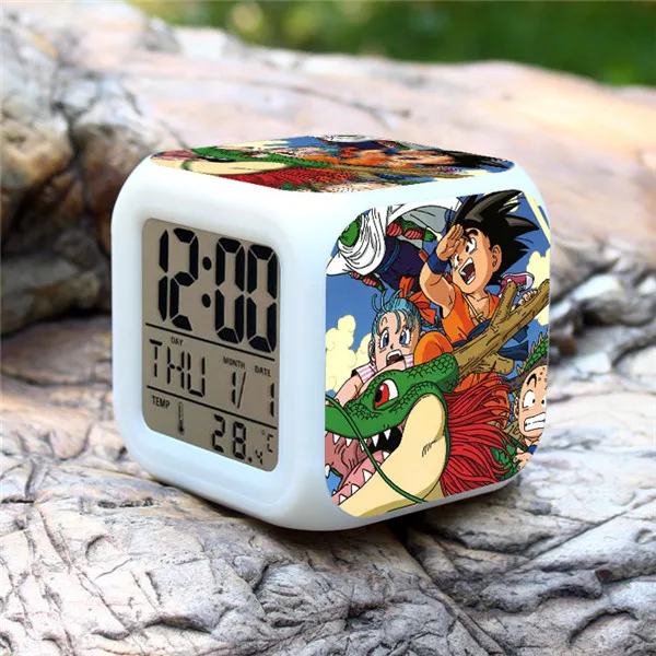 Dragon Ball Z серии LED 7 цветов вспышки света цифровой будильник Дети Часы Фигурки игрушки для детей - Цвет: Небесно-голубой