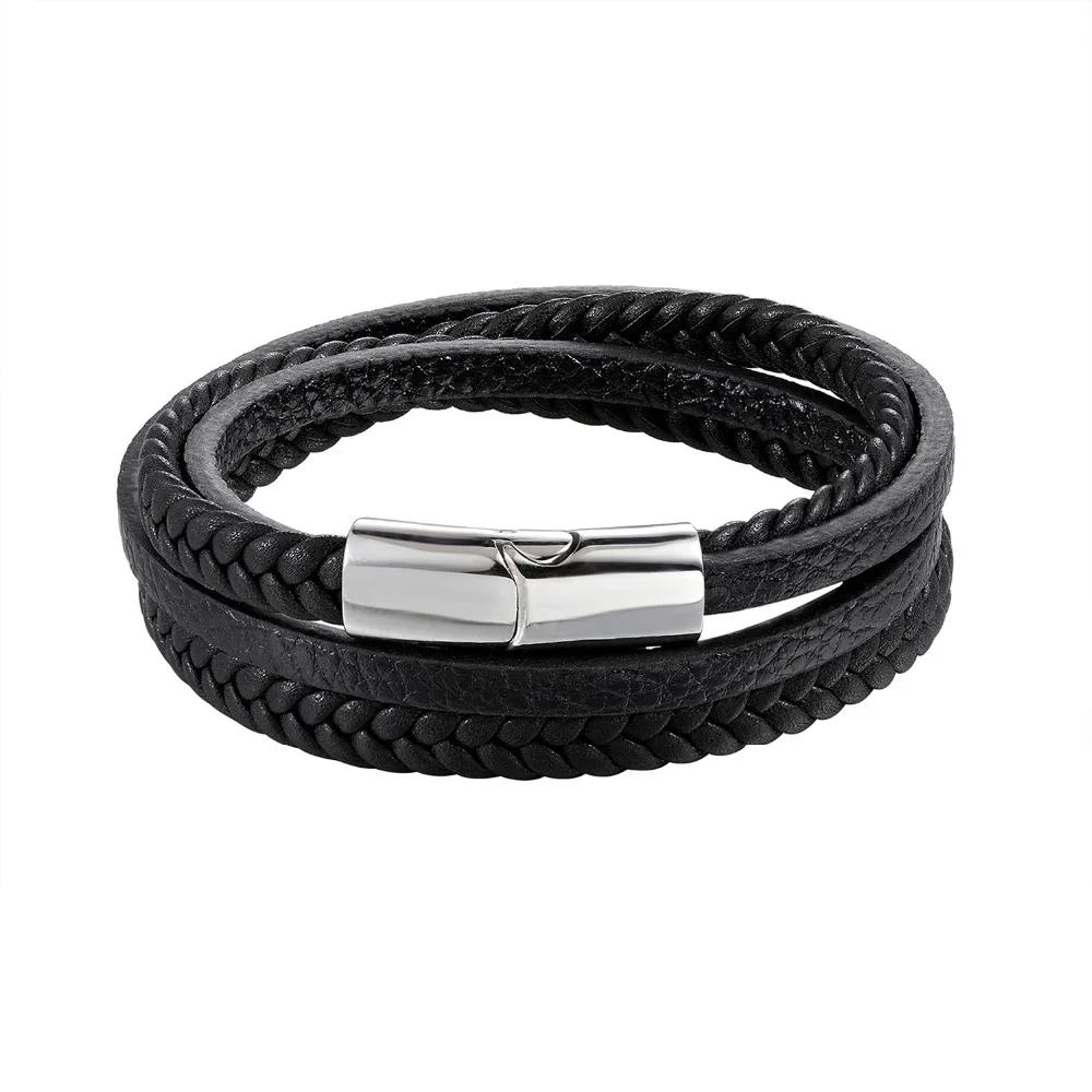 Новинка 2018 модные браслеты плетеная веревка из черной кожи для мужчин и женщин