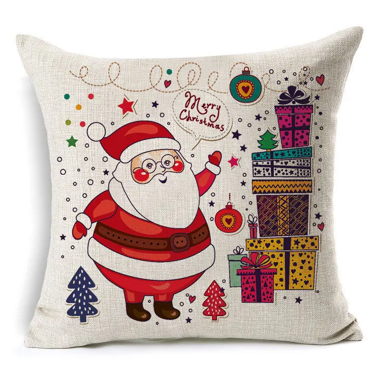 1 шт. 43*43 см Рождество Санта Клаус узор из хлопка и льна Пледы Подушки Детские
