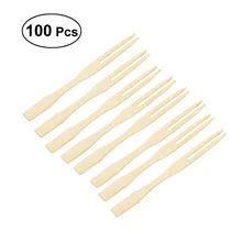 100 шт бамбуковые Фруктовые палочки одноразовые фруктовые вилки палочки для еды вечерние принадлежности