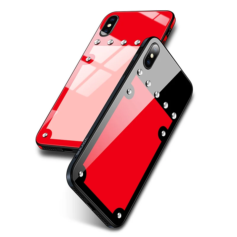Чехол из закаленного стекла для iPhone X металлический бампер ТПУ нано стекло задняя