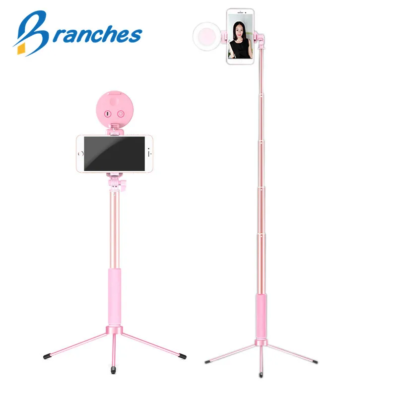 

1.2m 1.7m Extendable live Tripod Selfie Stick LED Ring light Stand 4 in 1 With Monopod Phone Mount for iPhone Android SmartPhone