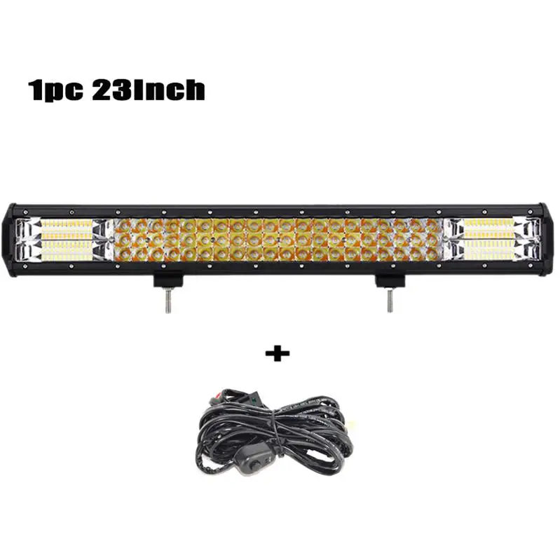 1x23inch wiring kit Светодиодный светильник Бар Offroad 4x4 4-23 дюймов 7D рабочий светильник Янтарный Белый Двойной Цвет стробоскопическая вспышка для автомобиля Трактор Лодка 4WD внедорожник ATV 12V 24V - Цвет: 1x23inch wiring kit